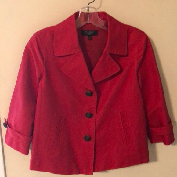 Talbots red linen blazer with pleated back - Picture 2 of 16